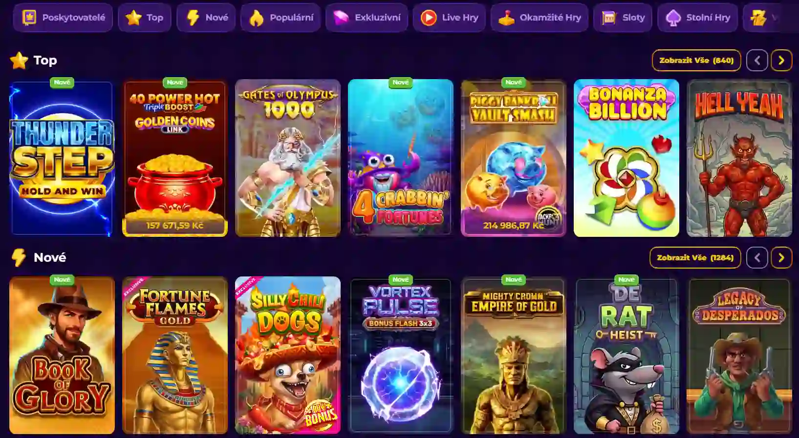 RoyalGame hry: sloty, stolní hry, jackpoty a poskytovatelé